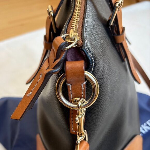 Dooney & Bourke Claremont Leather Black/Brown Domed Satchel/Crossbody/Sh… - Picture 11 of 16